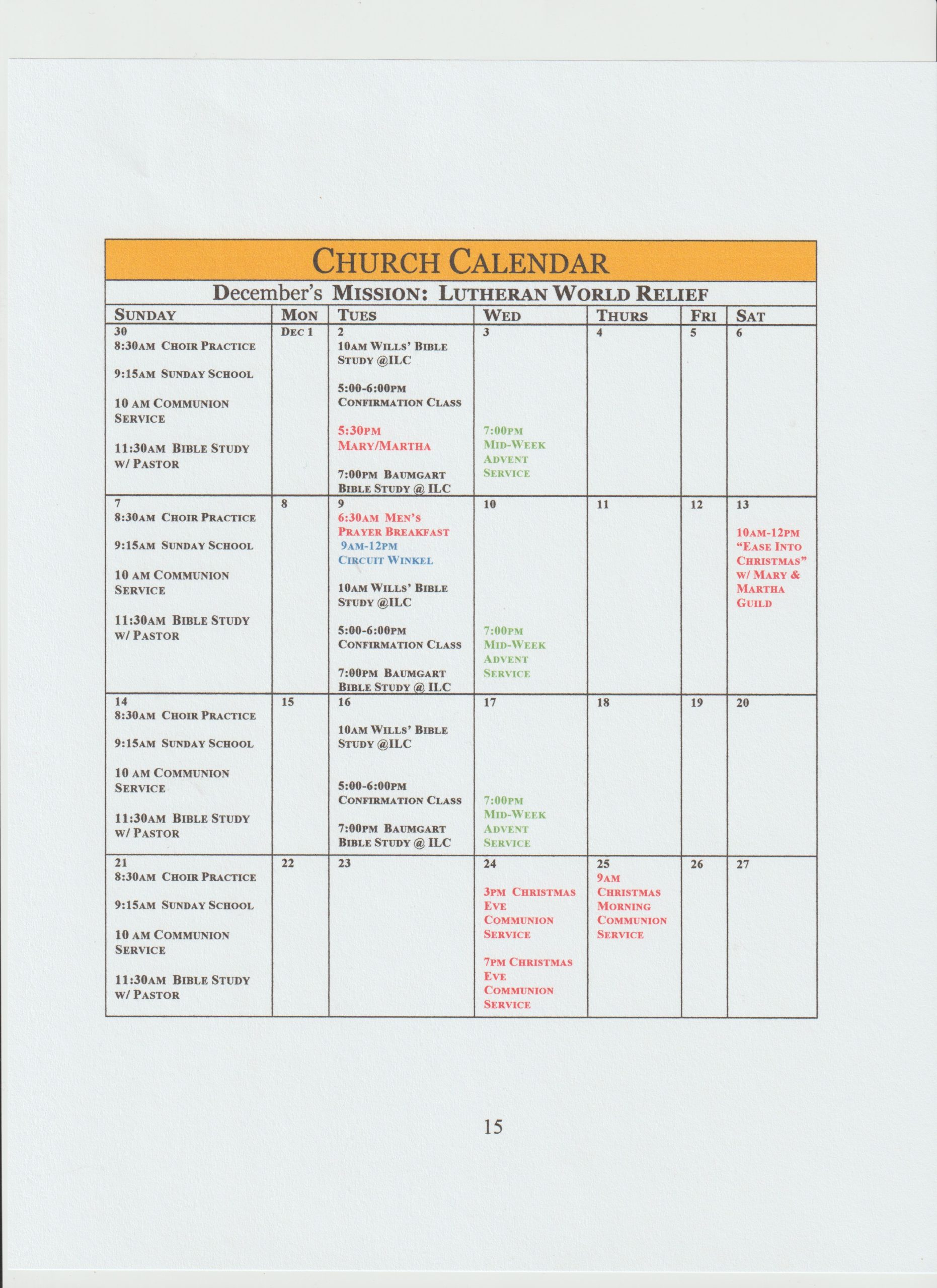 December 2025 Calendar