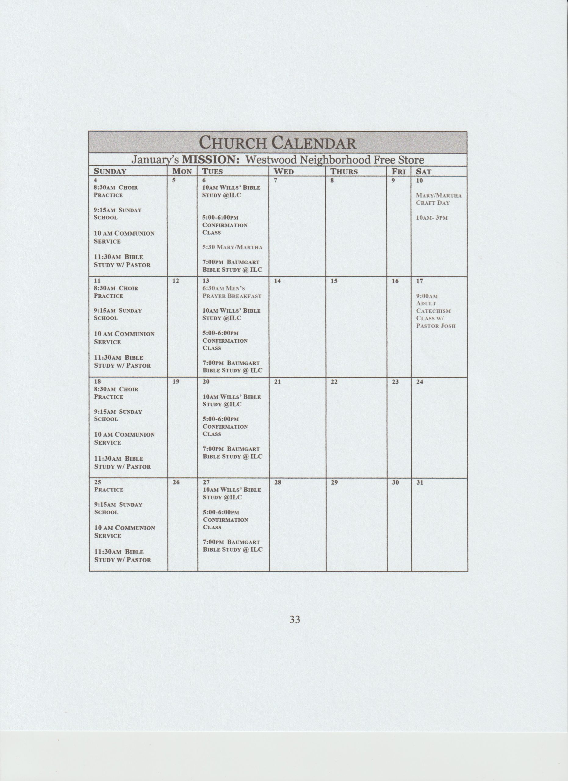 January 2026 Calendar