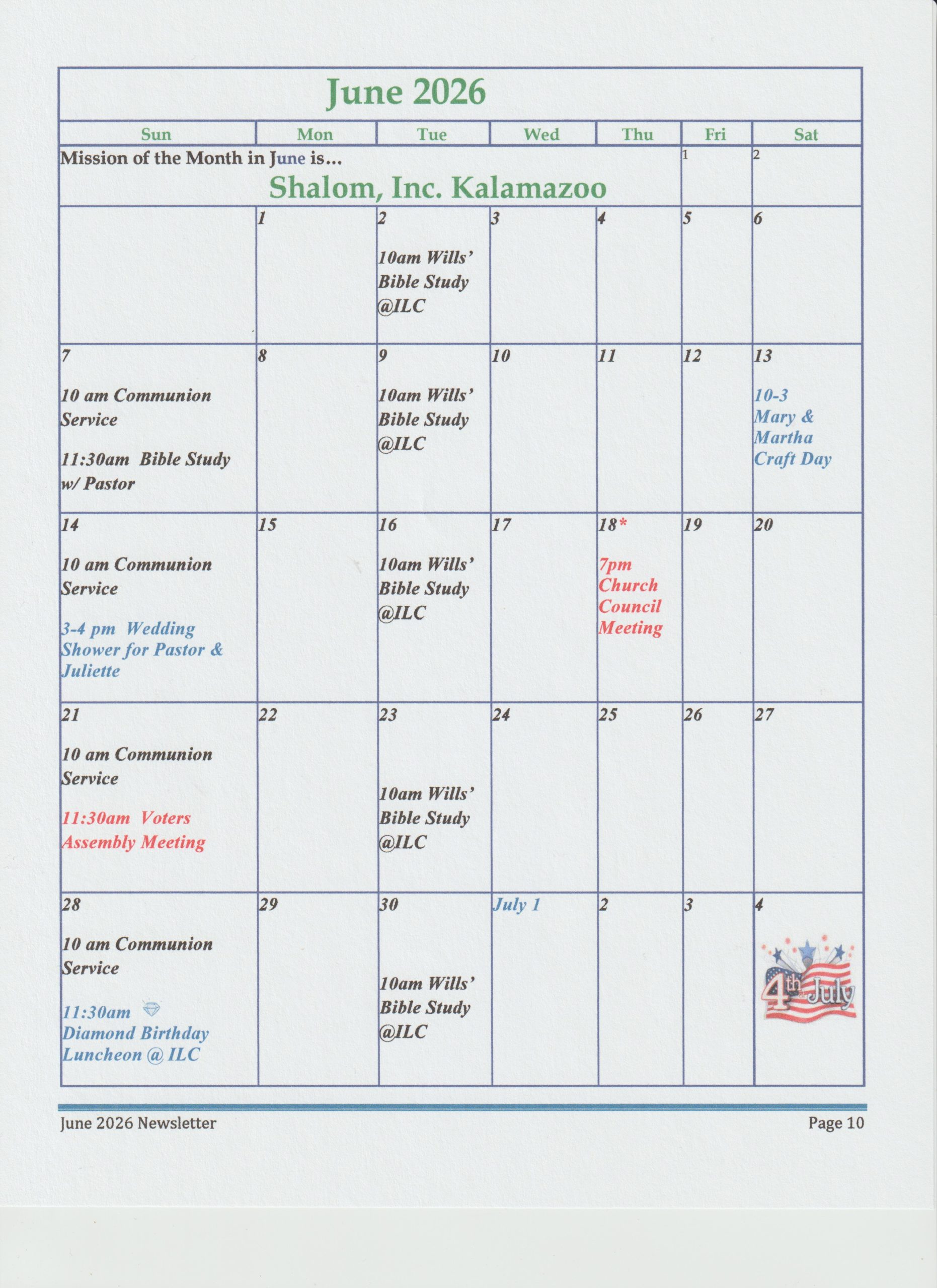 June 2026 Calendar